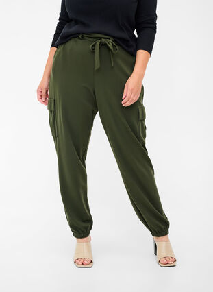 Cargo trousers with big pockets, Forest Night, Model image number 2