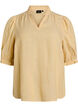 Blouse in linen and viscose with 1/2 sleeves, Yellow, Packshot image number 0