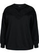 Sweatshirt with ruffle and crochet detail, Black, Packshot image number 0
