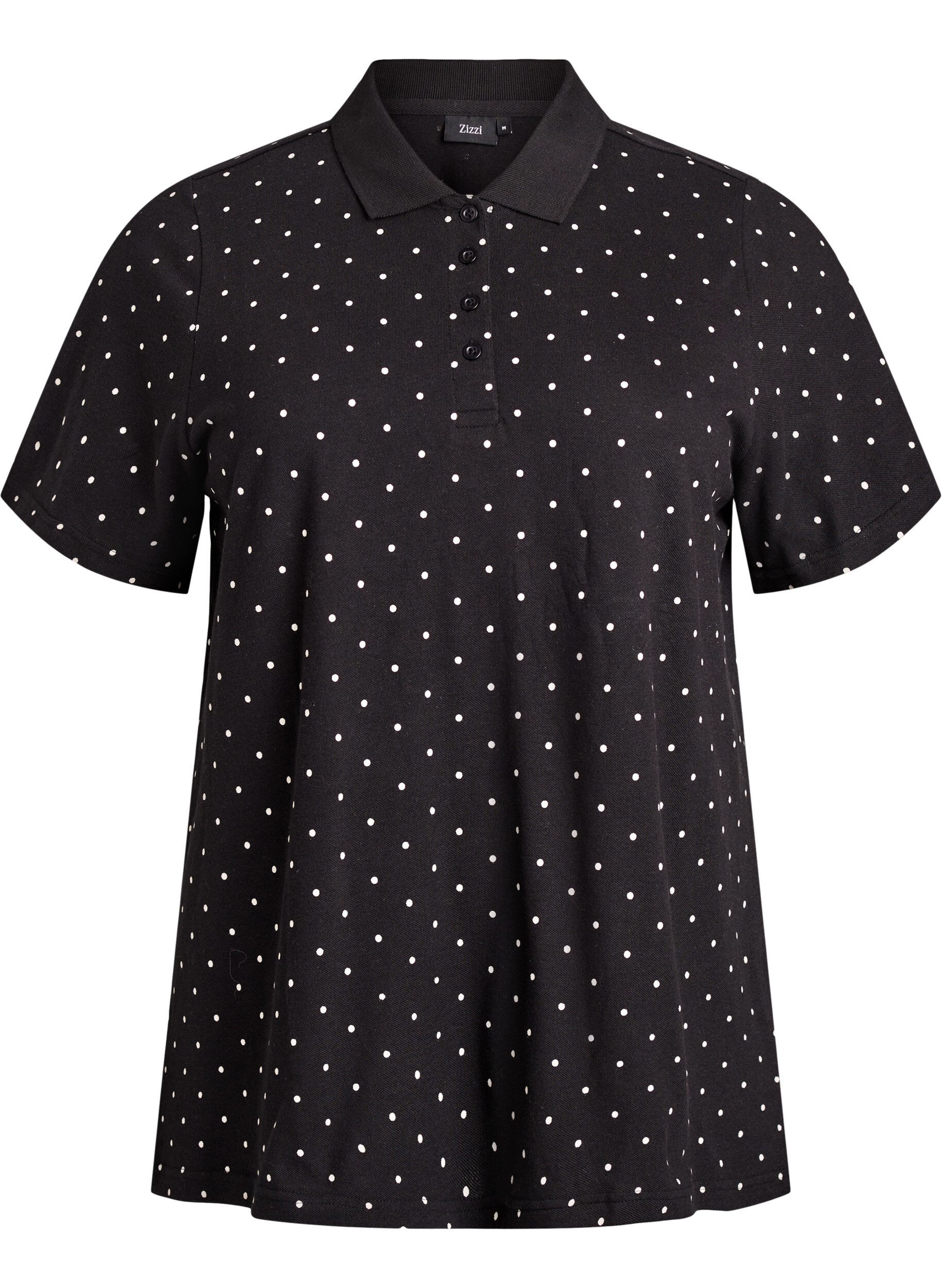 Dotted polo shirt with short sleeves