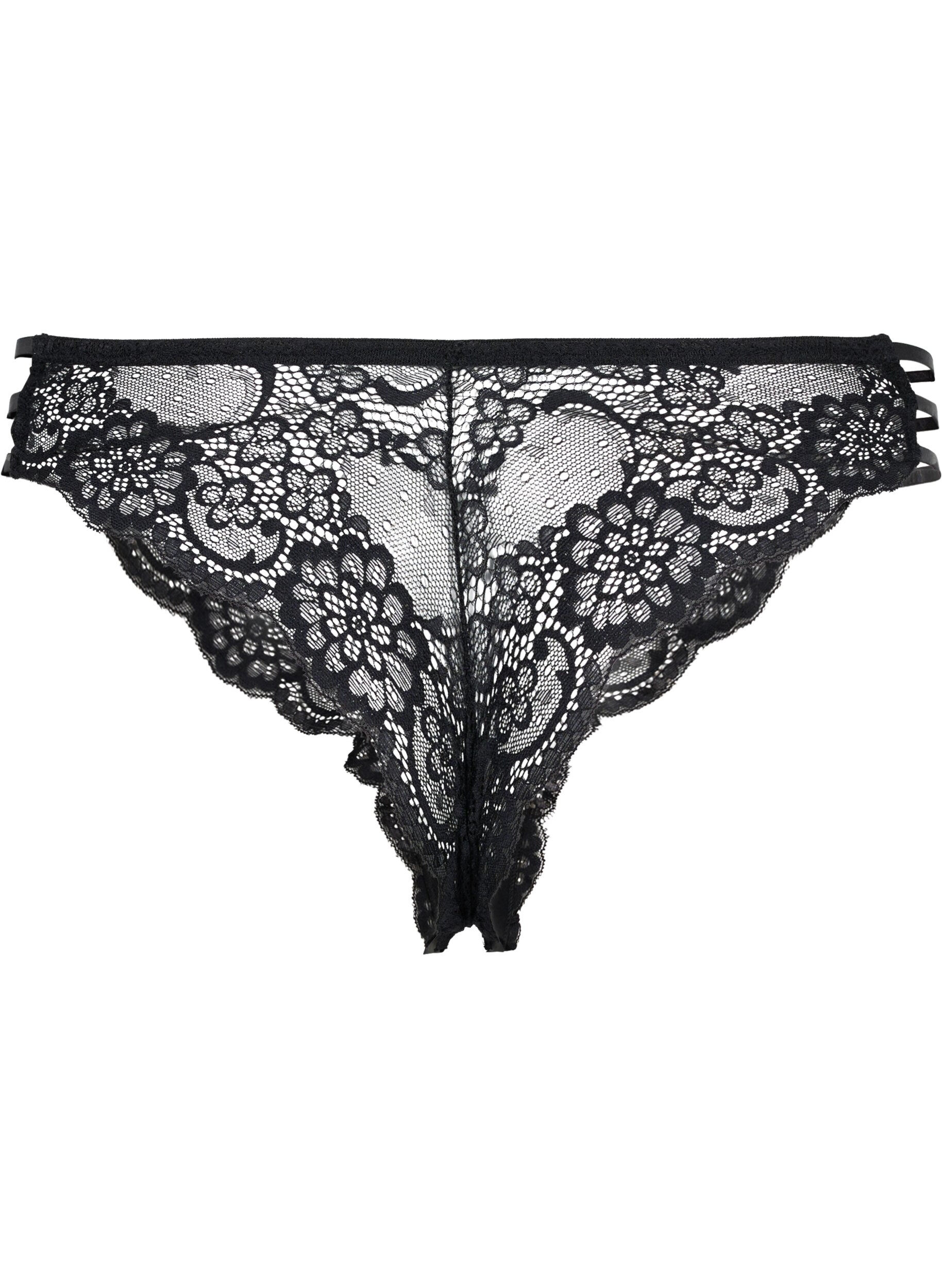 Zizzifashion Brazilian lace underwear, Black, Packshot image number 1