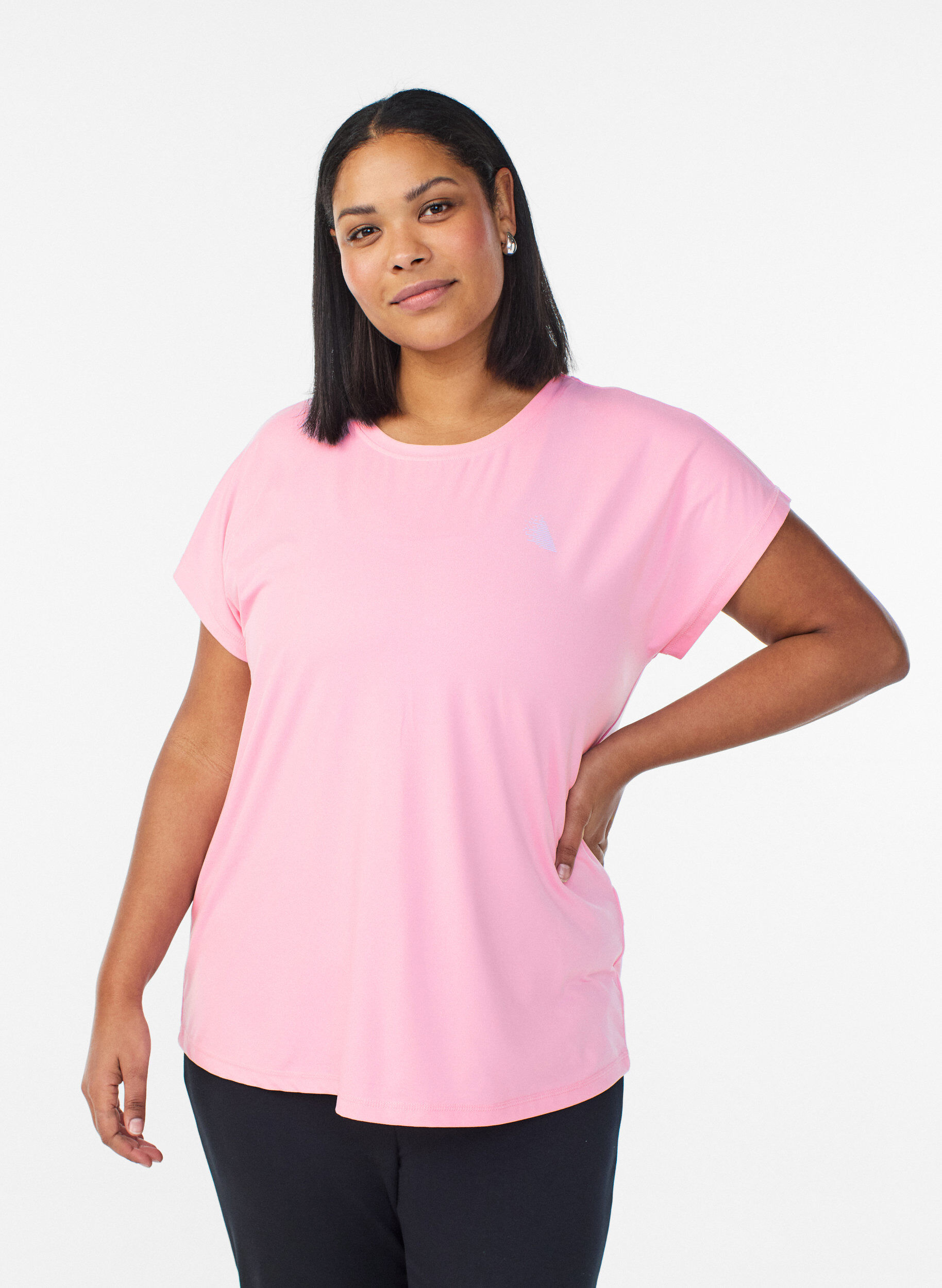 Solid-coloured training T-shirt, Pink, Model