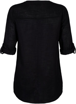 Cotton tunic with 3/4 sleeves, Black, Packshot image number 1