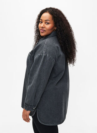 Loose-fitting denim jacket with buttons, Grey Denim, Model image number 1