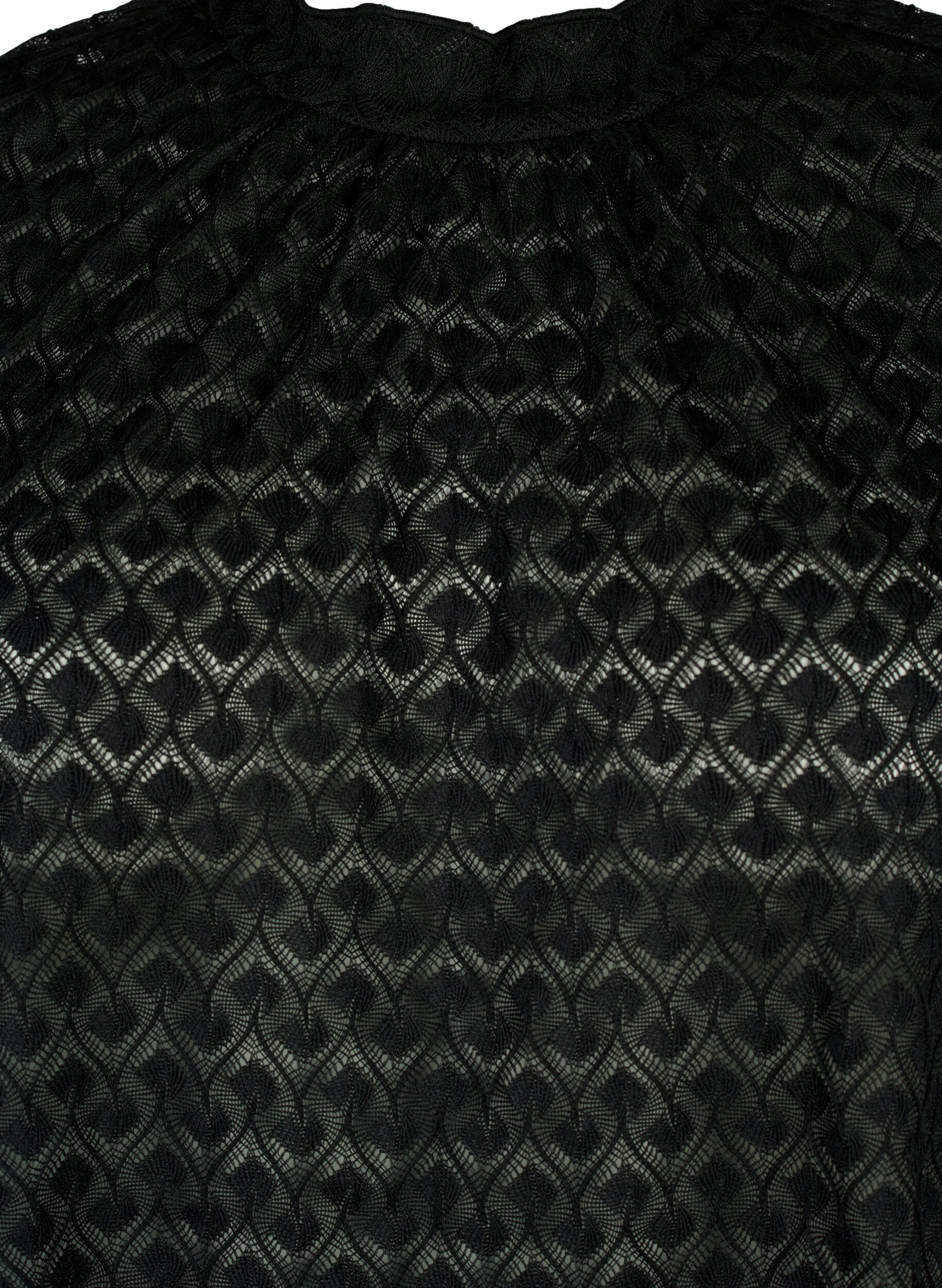 Zizzifashion Long-sleeved blouse with patterned texture, Black, Packshot image number 2