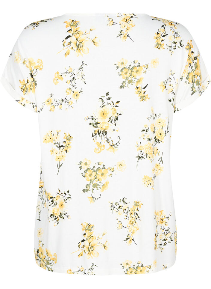 T-shirt with floral print, Yellow, Packshot image number 1