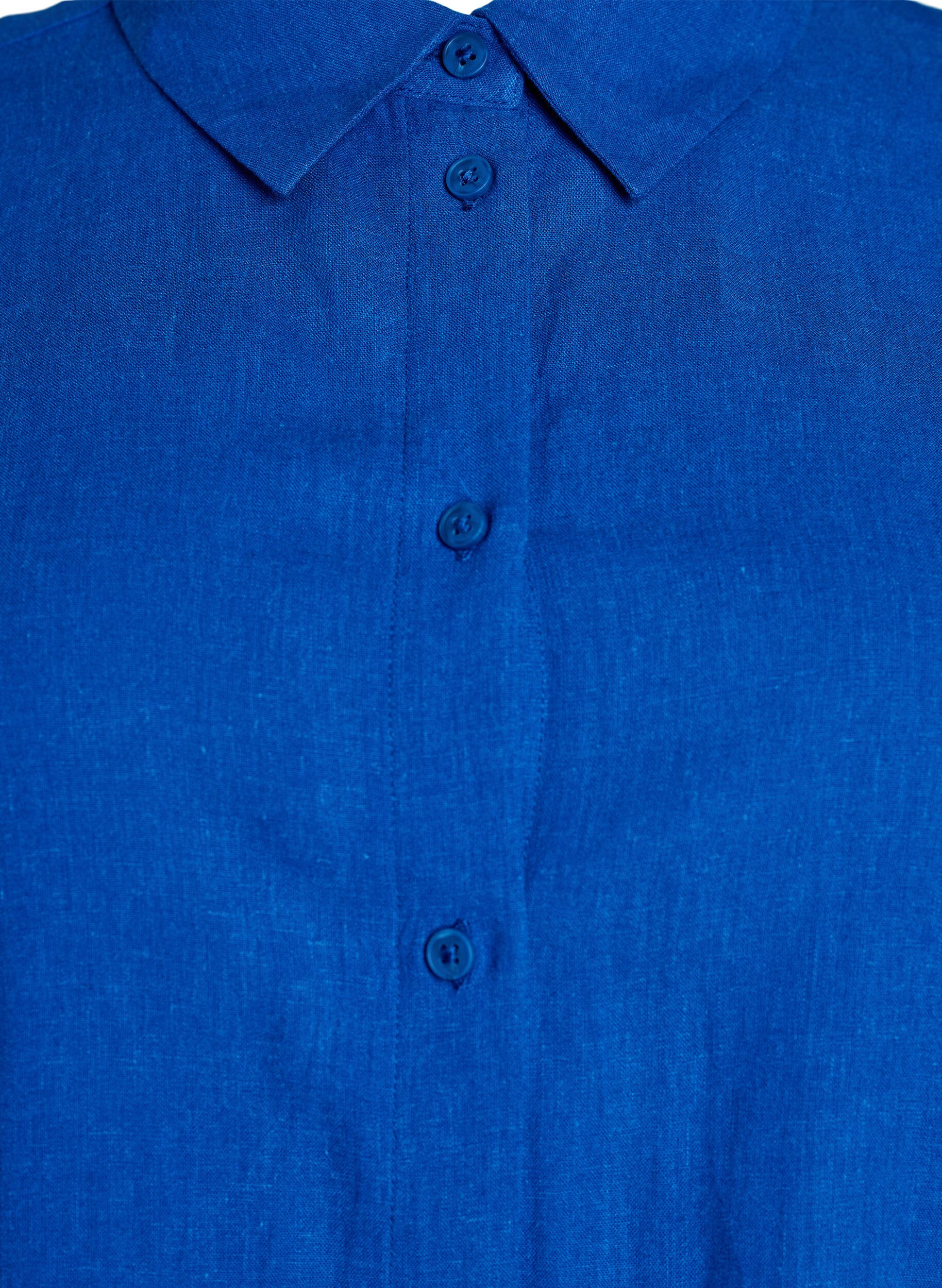 Zizzifashion Short-sleeved shirt in linen and viscose, Blue, Packshot image number 2