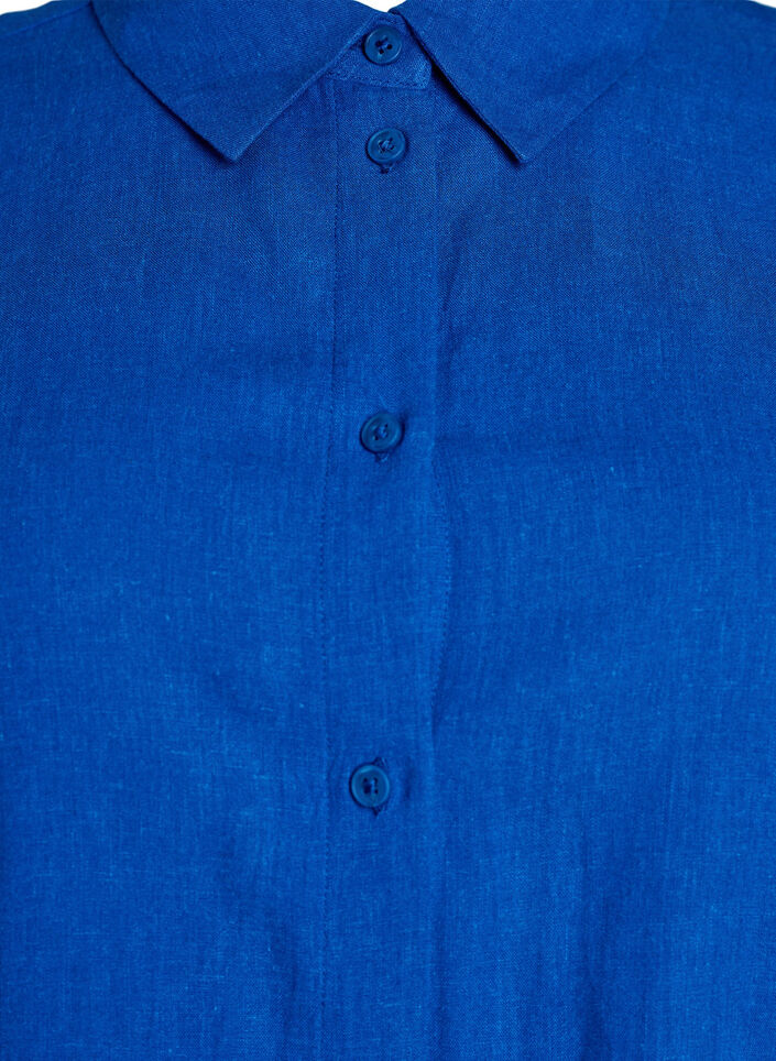Short-sleeved shirt in linen and viscose, Blue, Packshot image number 2
