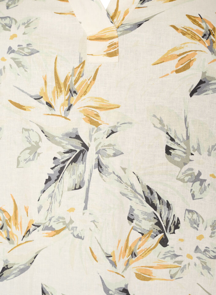 Midi dress in linen and viscose with 1/2 sleeves, White, Packshot image number 2