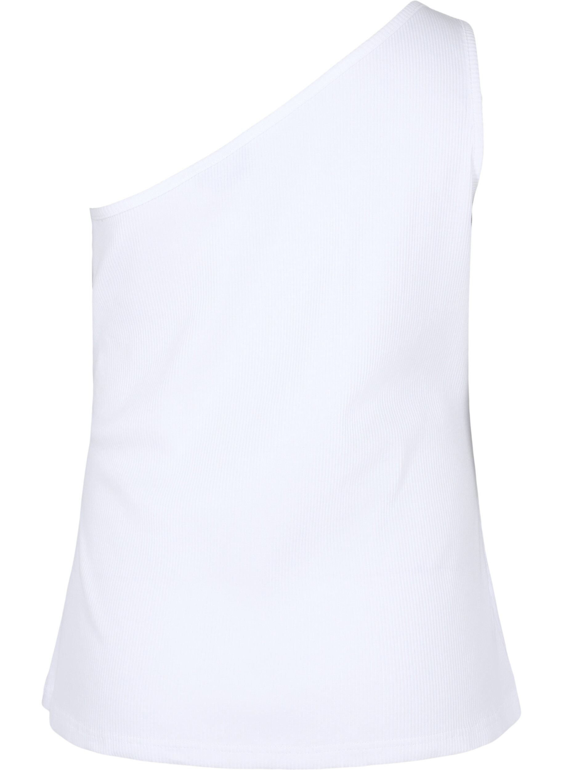 Zizzifashion One-shoulder top in cotton, Bright White, Packshot image number 1