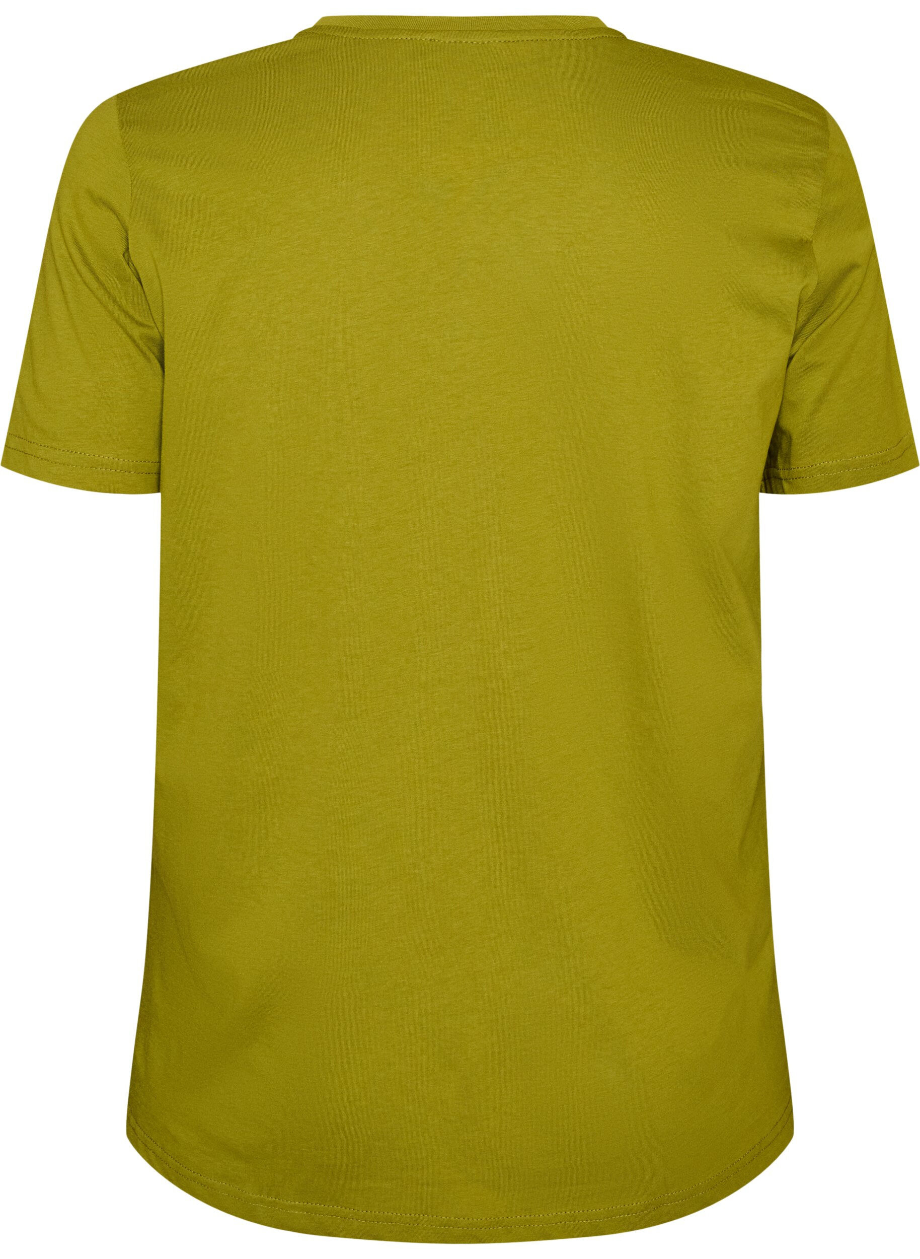 ZizzifashionCotton T-shirt with text badge, Green, Packshot image number 1