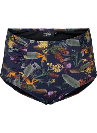 High-waisted bikini bottoms with floral print, Night Sky Flower, Packshot image number 0