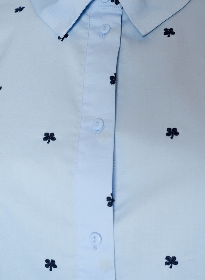 Shirt with embroidered flowers, Light Blue, Packshot image number 2