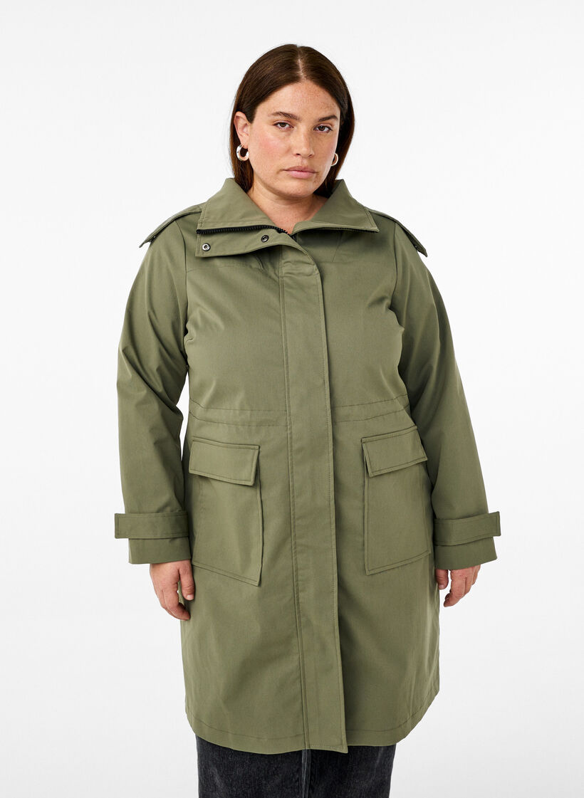 Water-resistant parka jacket, Green, Model image number 0