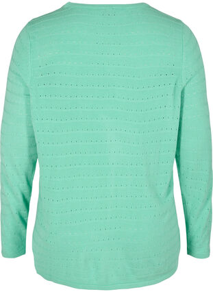 Knitted blouse with textured pattern and round neck, Dusty Jade Green, Packshot image number 1