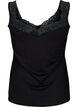 Viscose top with lace edge, Black, Packshot image number 1