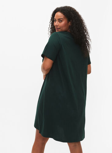 Short-sleeved nightgown in organic cotton (GOTS), Scarab W. Coffee, Model image number 1