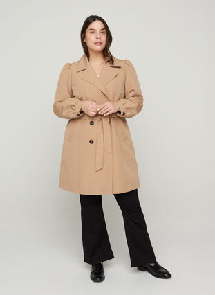 Jacket with waist belt and puff sleeves, Nomad as sample, Model image number 3