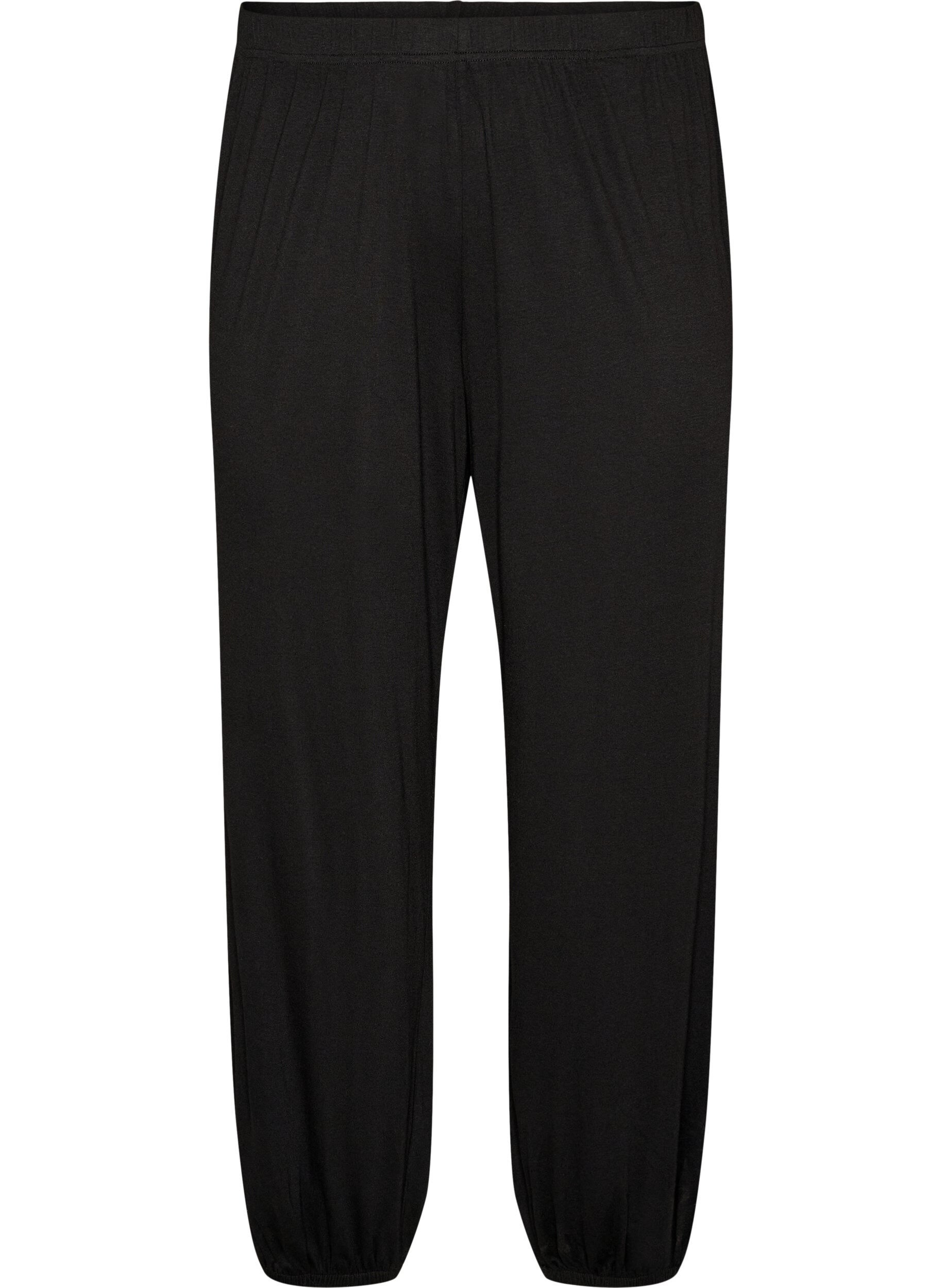 ZizzifashionLoose pyjama bottoms in viscose with an elastic waist, Black, Packshot image number 0
