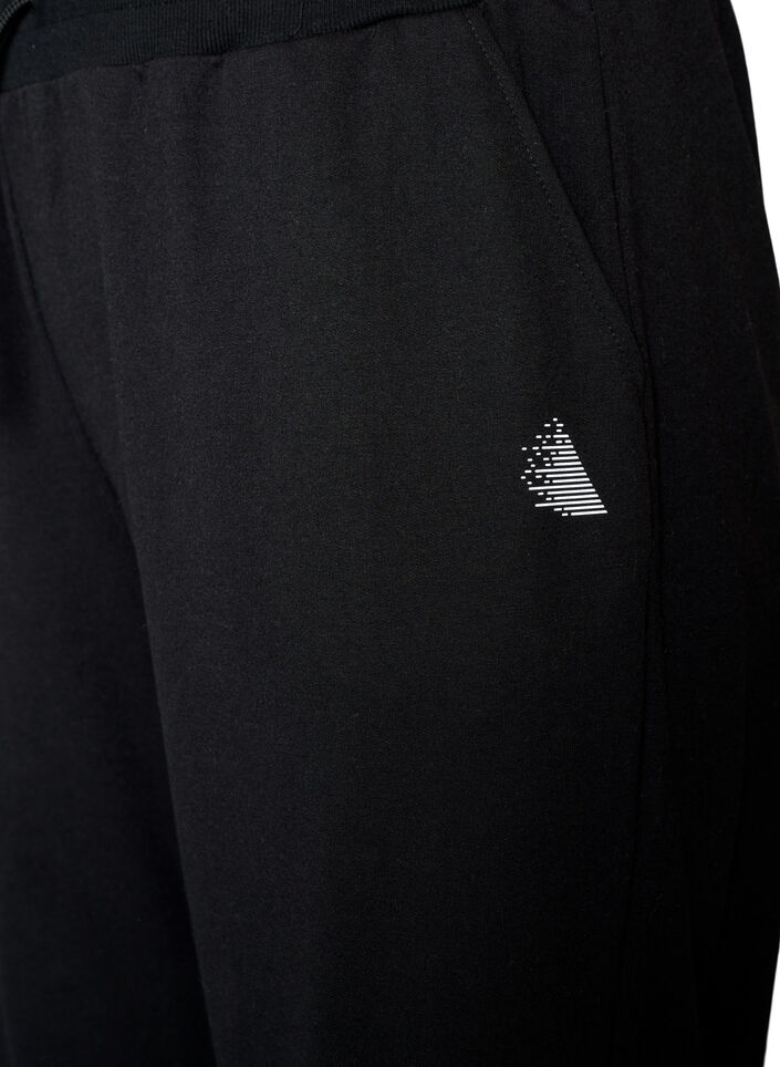 Wide-leg training trousers with a high waist, Black, Packshot image number 2