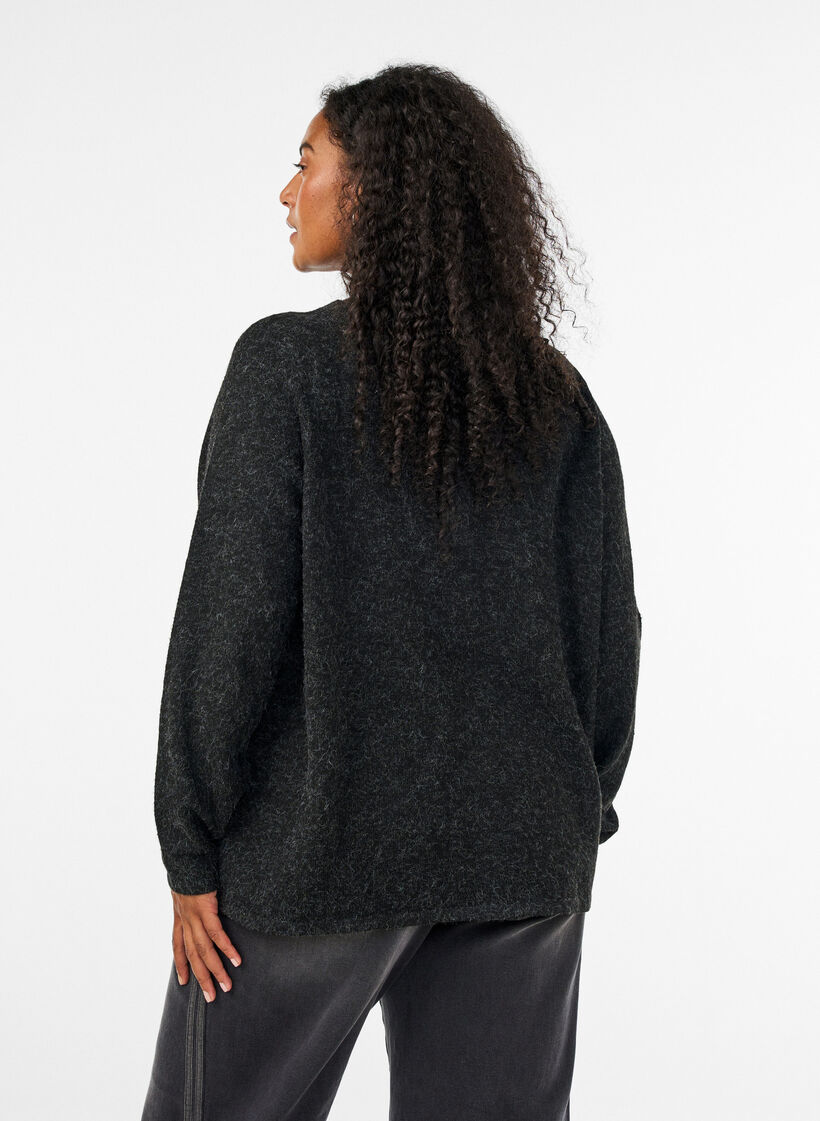 Knitted cardigan with a round neck and button fastening, Dark Grey, Model image number 2