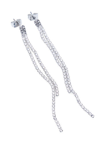 Silver coloured chain earrings, Silver, Packshot image number 1