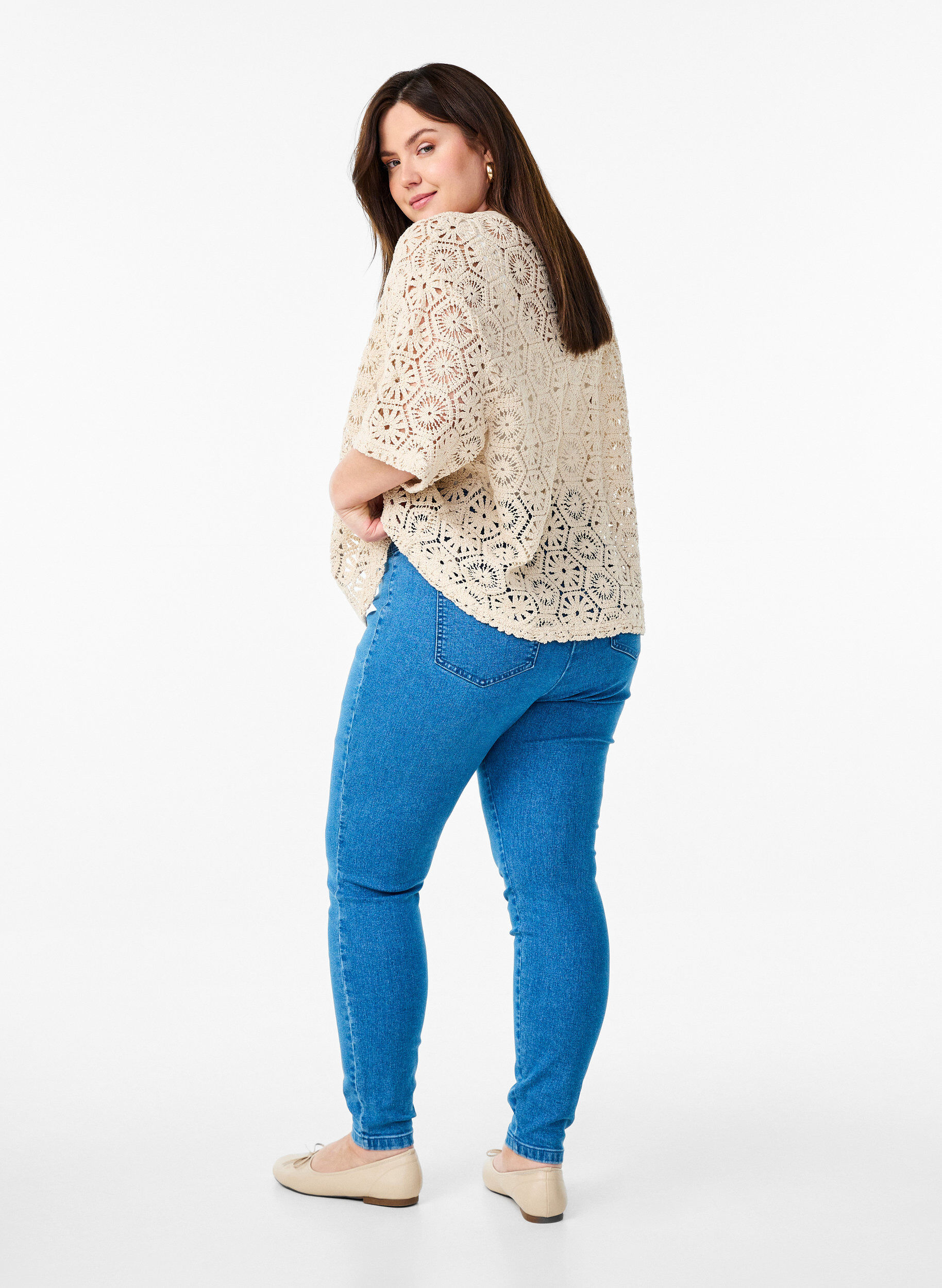 Zizzifashion Stretchy jeggings with a high waist, Light Blue, Model image number 1