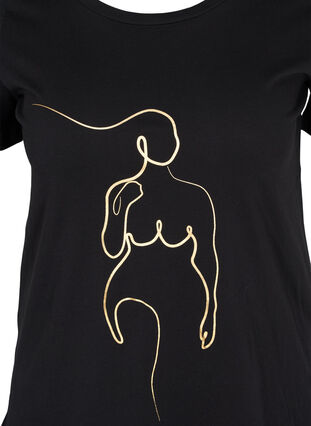 Printed cotton t-shirt, Black w. Gold Foil , Packshot image number 2