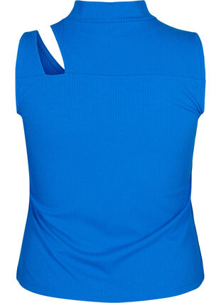 Ribbed top with cut-out section, Princess Blue, Packshot image number 1