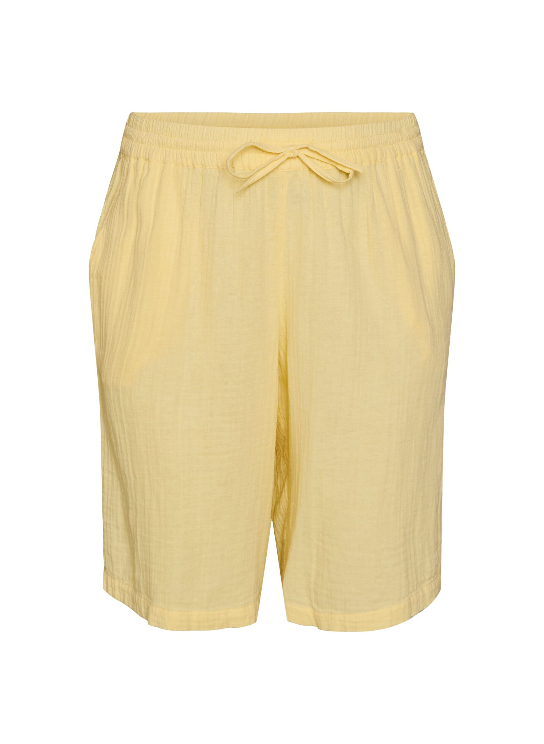 ZizzifashionLoose cotton muslin shorts with a high waist, Yellow, Packshot image number 0