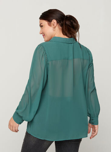 Long-sleeved shirt with studs, Sea Pine, Model image number 1