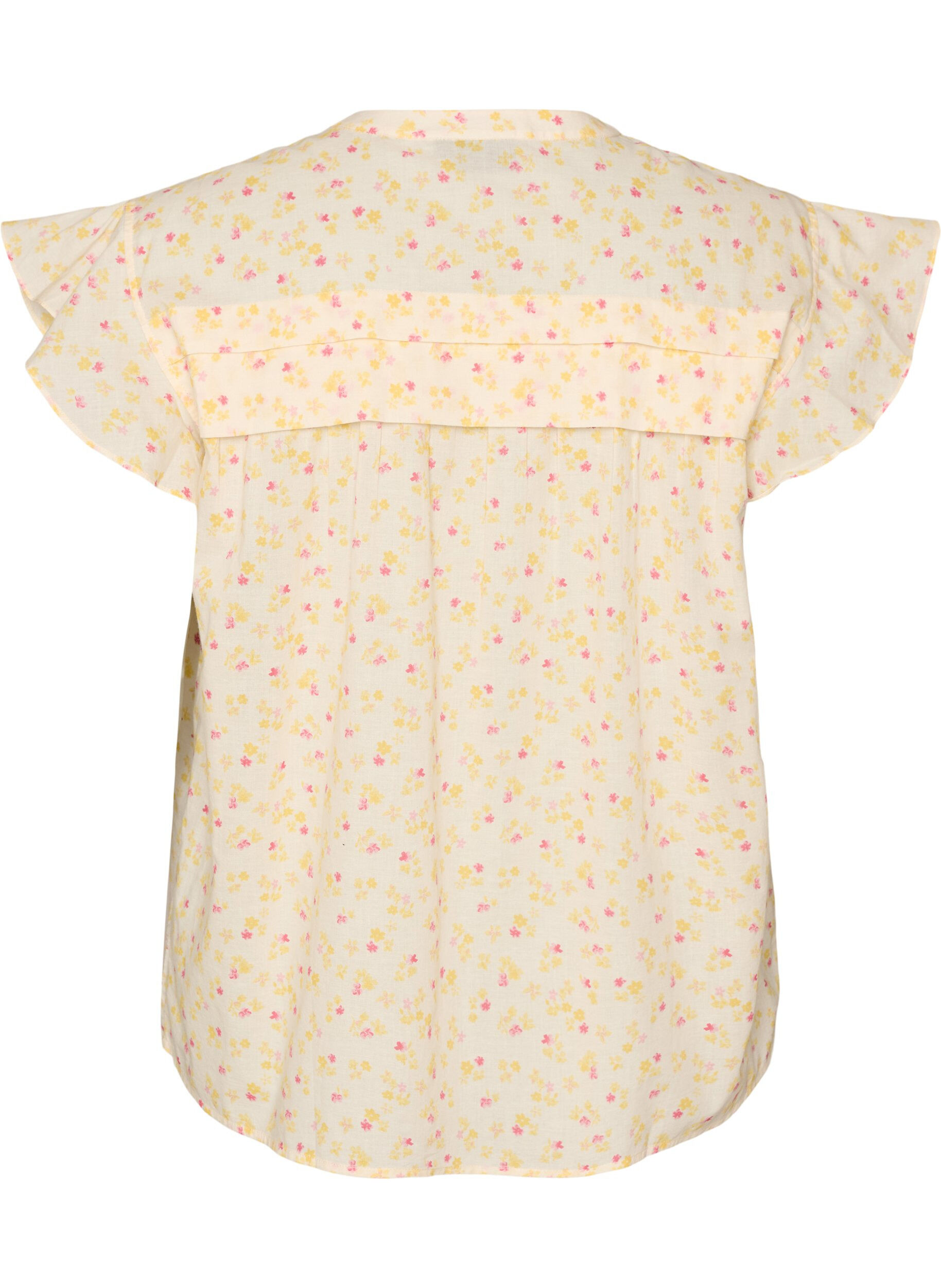 Zizzifashion Sleeveless A-line cotton shirt blouse, Yellow, Packshot image number 1