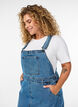 Midi denim overall dress, Blue, Model image number 2