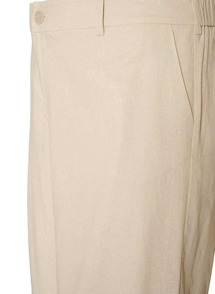 High-waisted Bermuda shorts in linen and viscose, Beige, Packshot image number 2