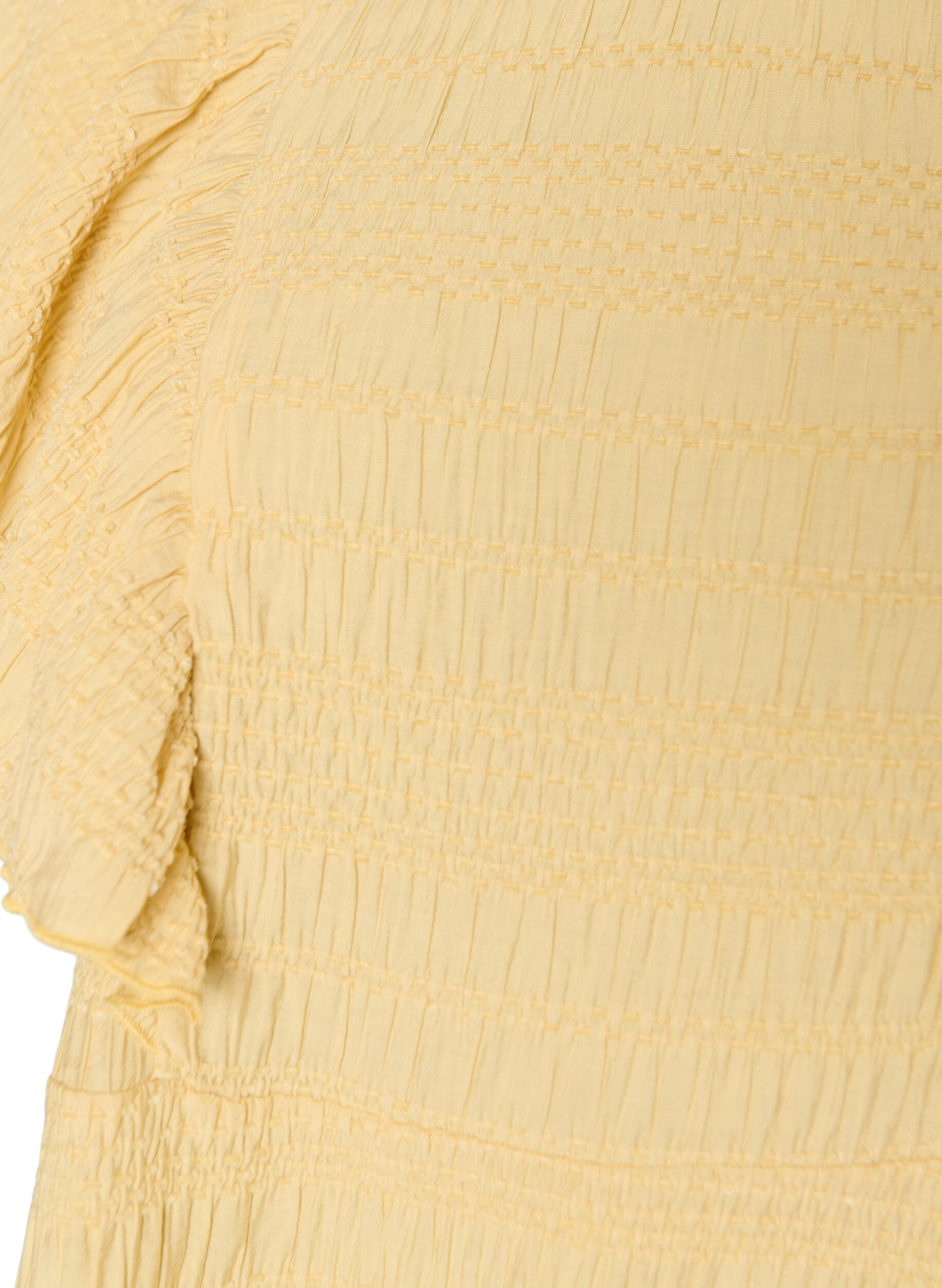Zizzifashion Blouse with smocked texture and ruffle sleeves, Yellow, Packshot image number 2