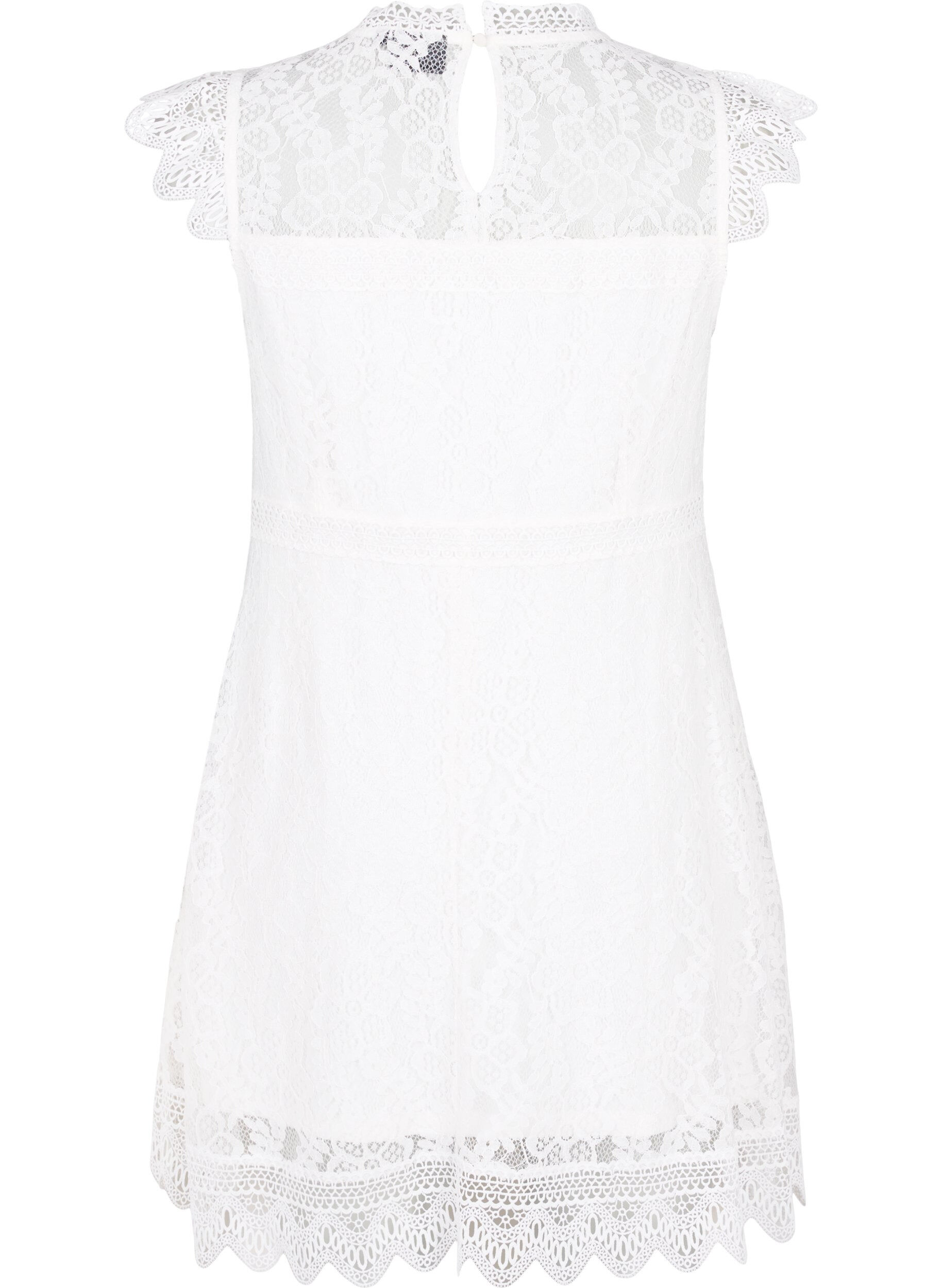 Zizzifashion Sleeveless lace dress, Bright White, Packshot image number 1
