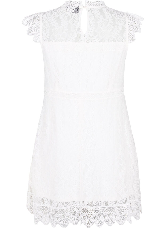 Sleeveless lace dress, Bright White, Packshot image number 1