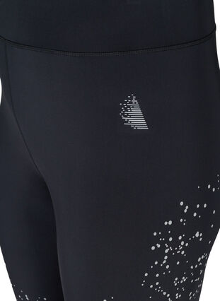 Cropped sports tights with reflectors, Black, Packshot image number 2