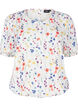 Floral blouse with smocking, Blue, Packshot image number 0