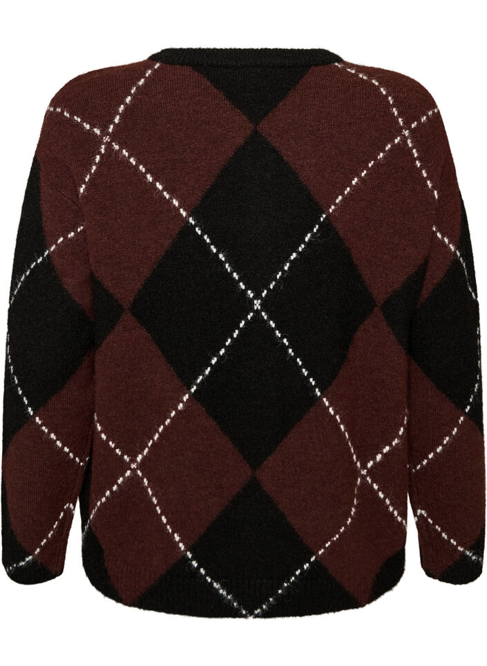 Cardigan with argyle pattern, Black, Packshot image number 1