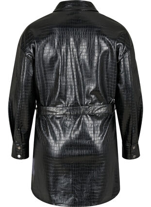 Faux leather shirt jacket, Black, Packshot image number 1