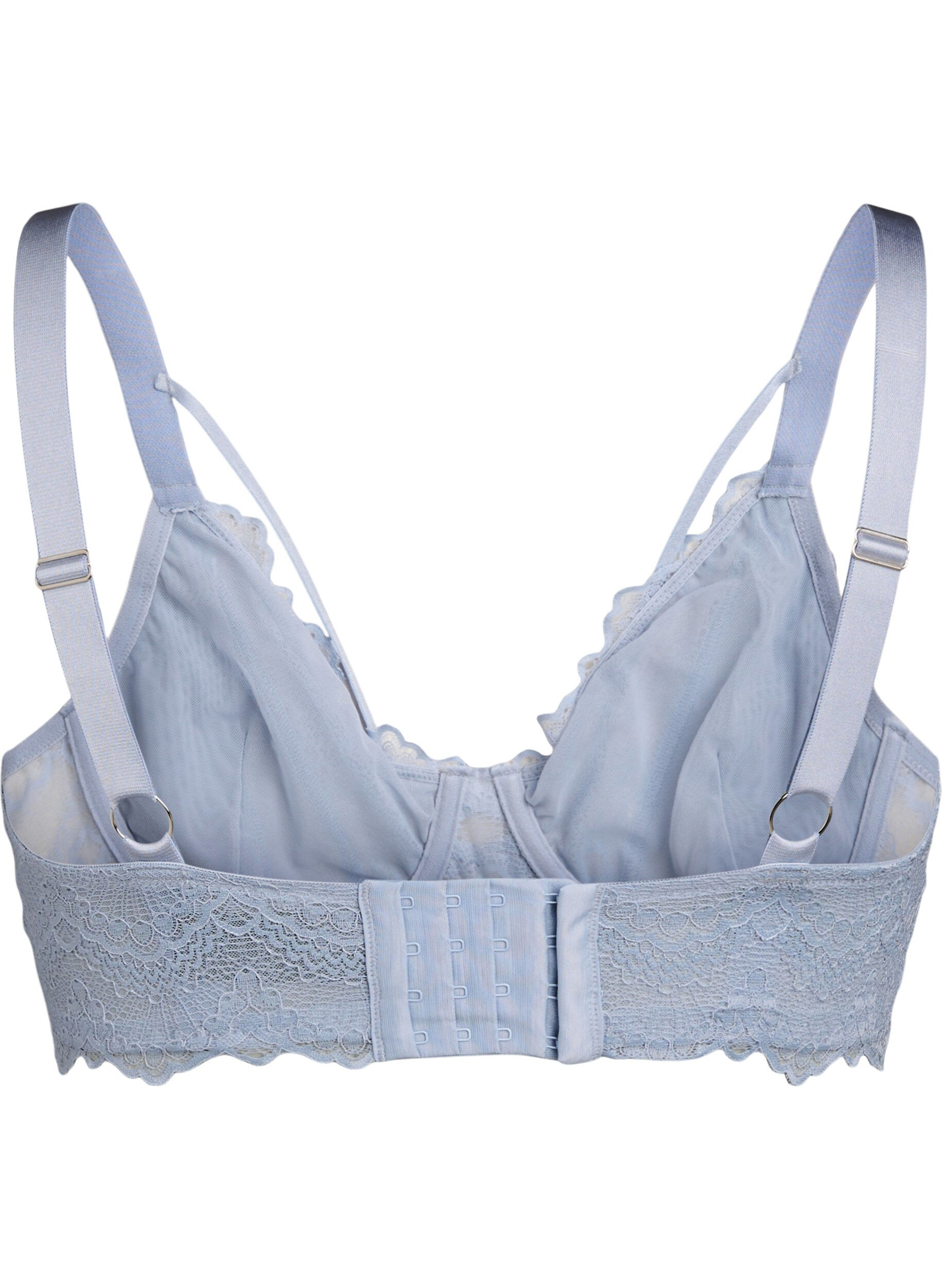 Zizzifashion Full-coverage bra with lace and string details, Light Blue, Packshot image number 1