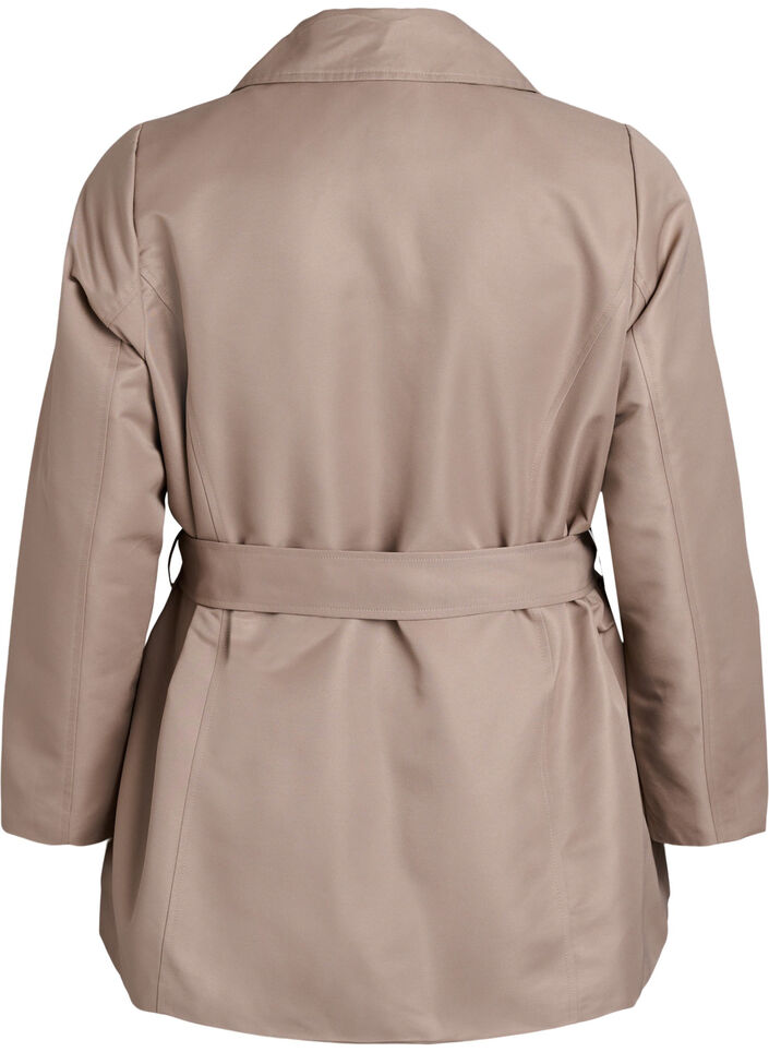 Short trench coat with belt, Grey, Packshot image number 1