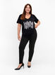 Cotton t-shirt with sequins, Black W. Be free, Model image number 2