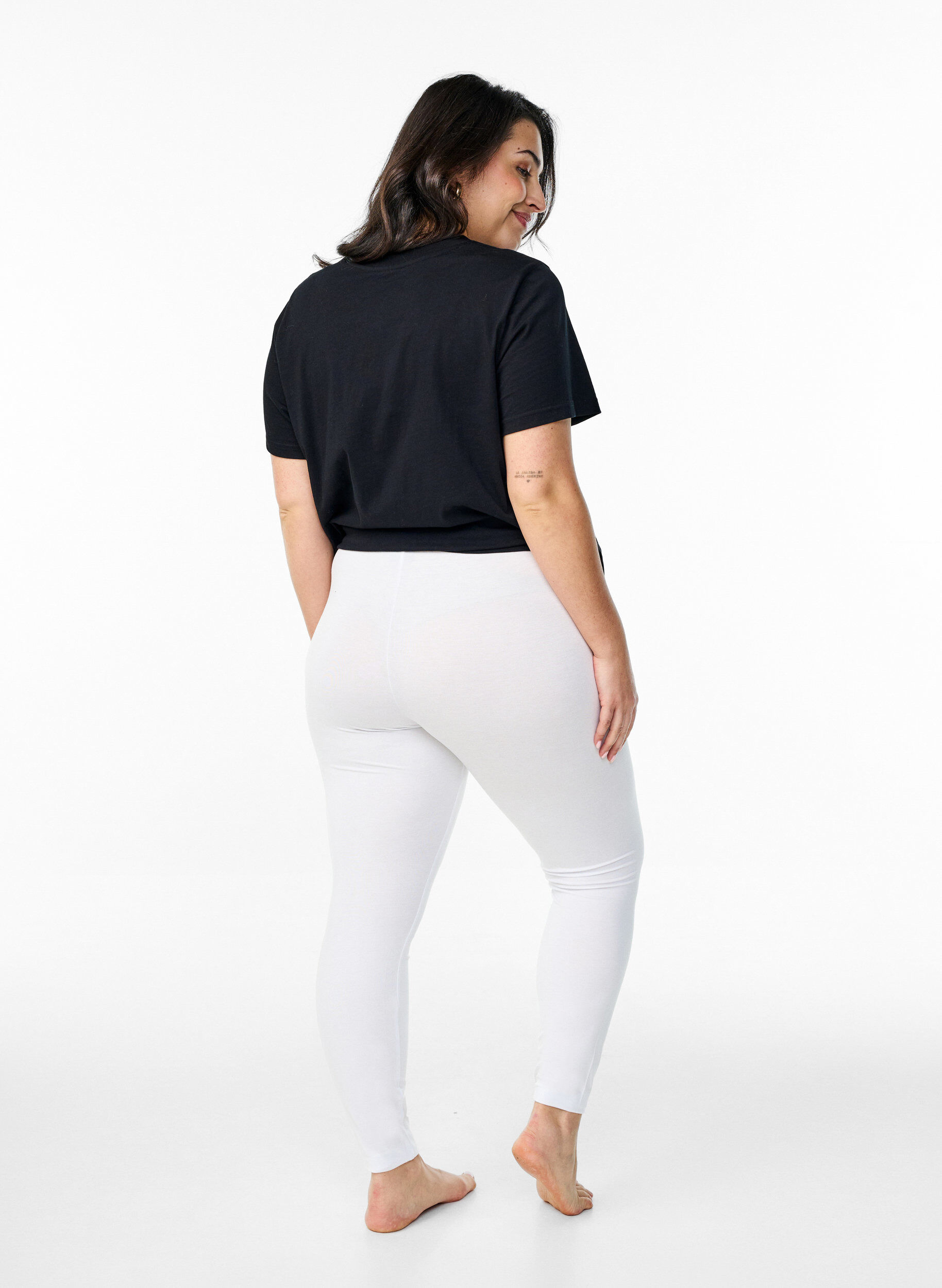 Zizzifashion Basic leggings in viscose, White, Model image number 2