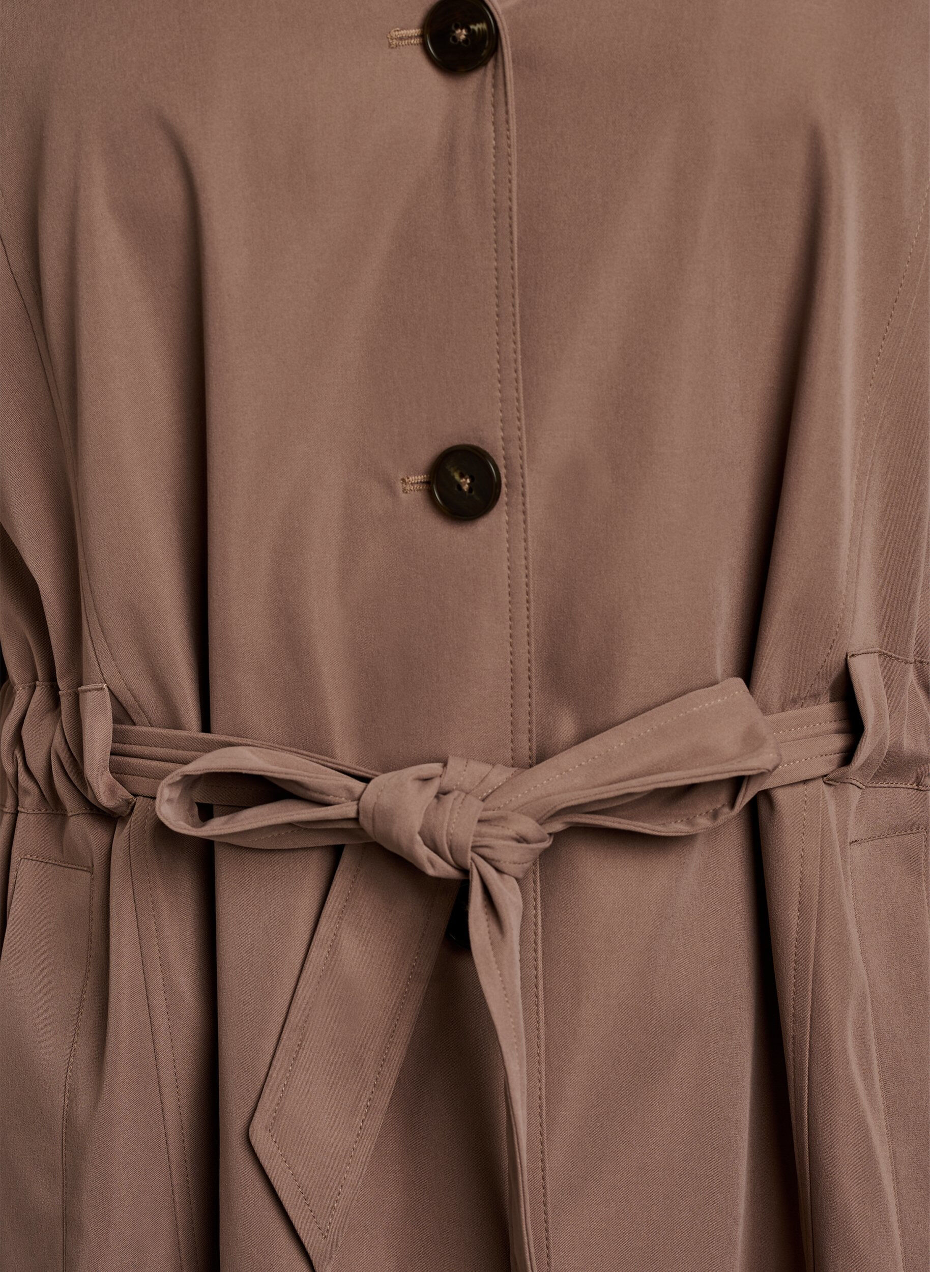 Zizzifashion Trench coat with hood and tie belt, Brown, Packshot image number 2