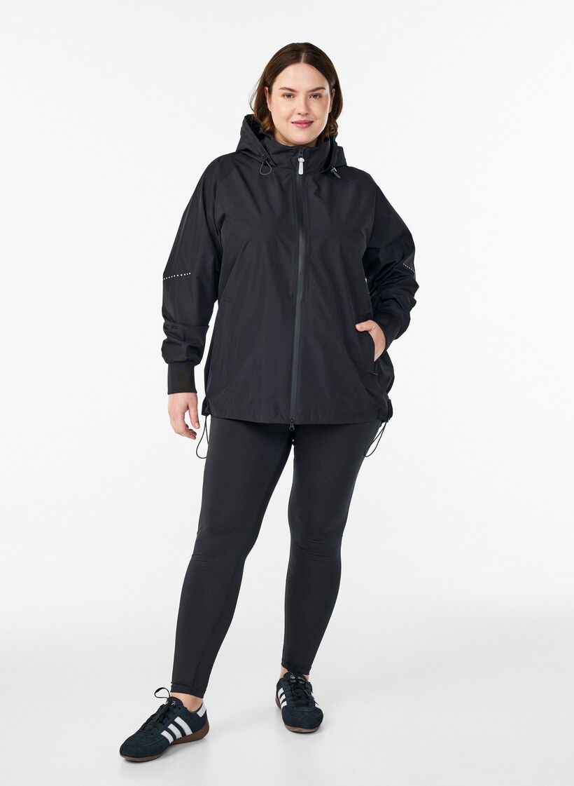 Rain jacket with reflective details, Black, Model image number 1
