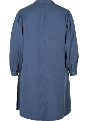 Dress with long puff sleeves, Dark blue denim, Packshot image number 1