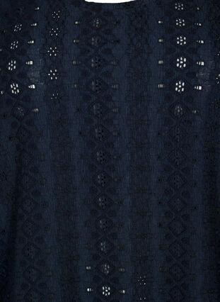 Blouse with embroidery anglaise and 1/2 sleeves, Navy Blazer, Packshot image number 2
