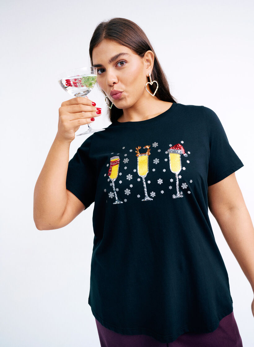 Christmas t-shirt in organic cotton, Black, Image image number 0